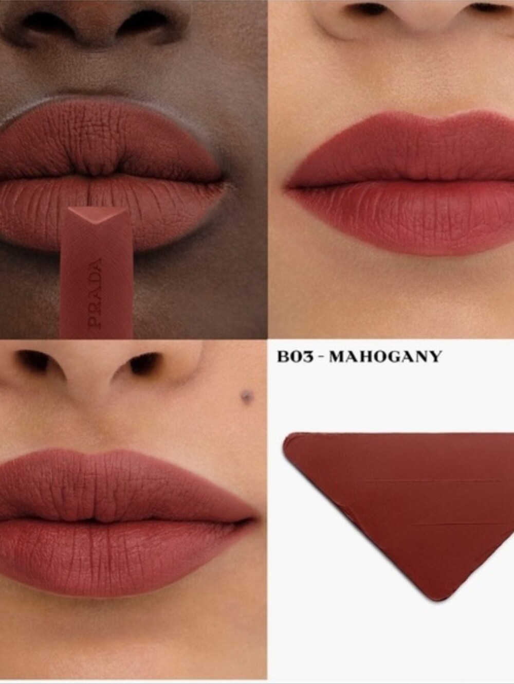 NIB $38 Prada Monochrome Lipstick Hyper Matte B03 - Mahogany